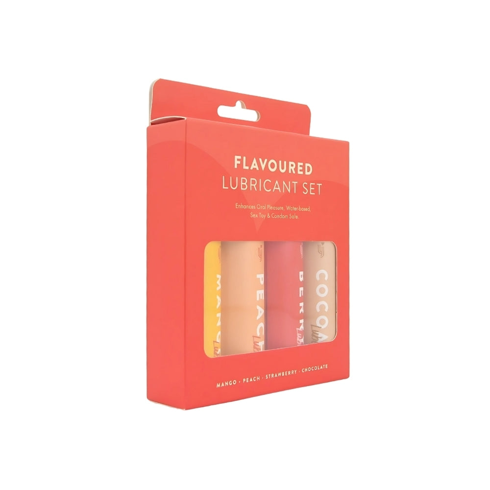 Flavoured lubricant set packaging on a white background