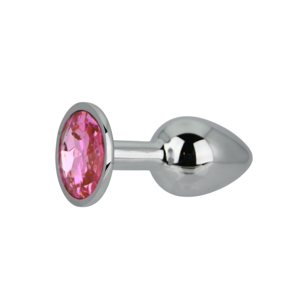 Toosh Silver Metal Butt Plug Small Pink Stone