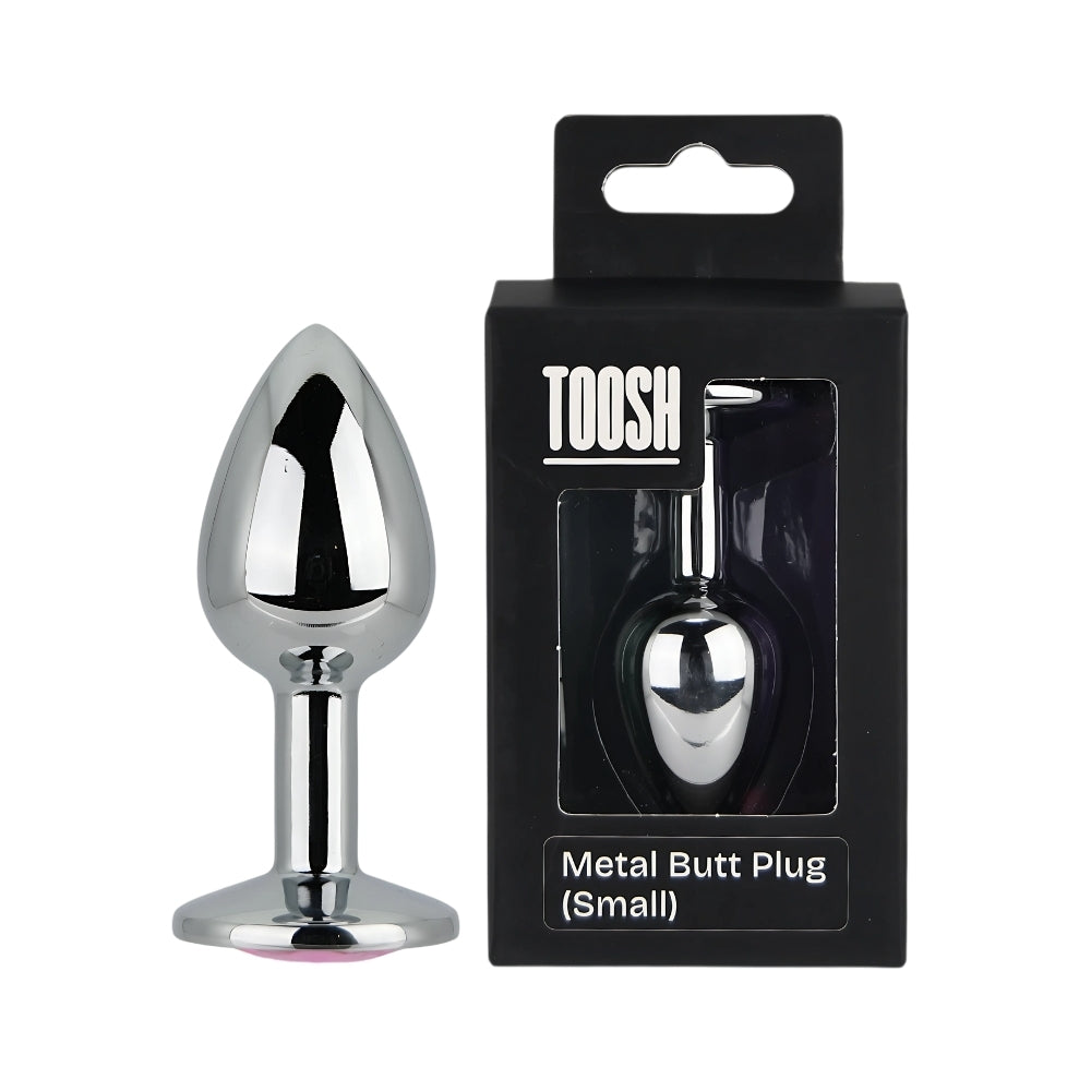 Toosh Silver Metal Butt Plug Small Pink Stone