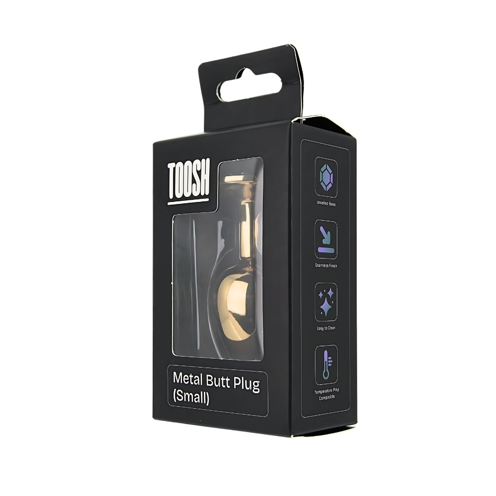 Toosh Heart Shaped Gold Butt Plug with Red Stone Small